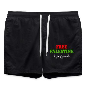 Free palestine - Short de bain - noir - Devant - AI Model Male 185 light (185cm)