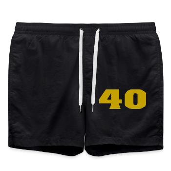 ANNIVERSAIRE. HAPPY BIRTHDAY. JOYEUX ANNIVERSAIRE. - Short de bain - noir - Devant - AI Model Male 185 light (185cm)