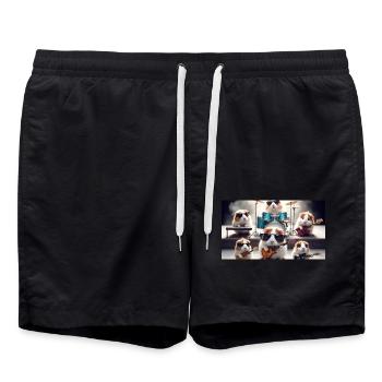 cute guinea pig dressed as a rock band - Badeshorts - Schwarz - Vorne - AI Model Male 185 light (185cm)