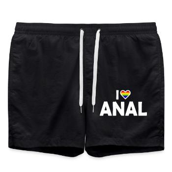I love anal - Swim Trunks - black - Front - AI Model Male 185 light (185cm)