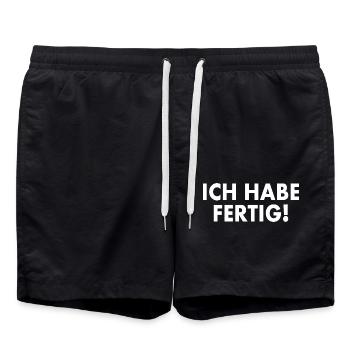 Ich habe fertig - Badeshorts - Schwarz - Vorne - AI Model Male 185 light (185cm)