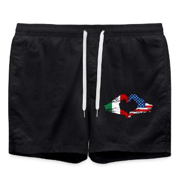 Italy USA heart shape with hands used - Swim Trunks - black - Front - AI Model Male 185 light (185cm)