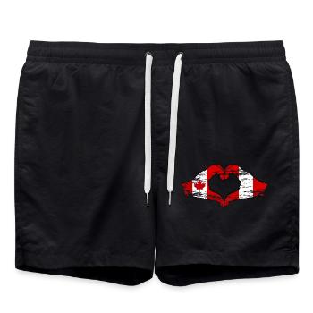Canada Pérou forme de coeur avec des mains utilisées - Short de bain - noir - Devant - AI Model Male 185 light (185cm)
