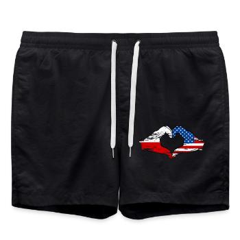 Pologne USA forme de coeur avec des mains utilisées - Short de bain - noir - Devant - AI Model Male 185 light (185cm)