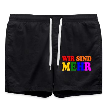 Wir sind mehr - Badeshorts - Schwarz - Vorne - AI Model Male 185 light (185cm)
