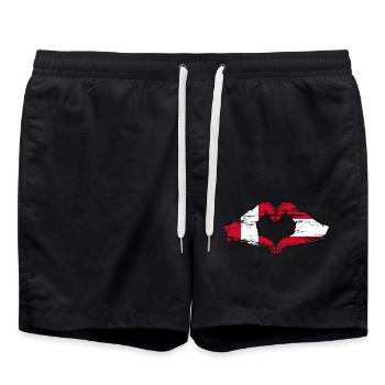 Peru Austria Flag Hands Heart Shape Used - Swim Trunks - black - Front - AI Model Male 185 light (185cm)