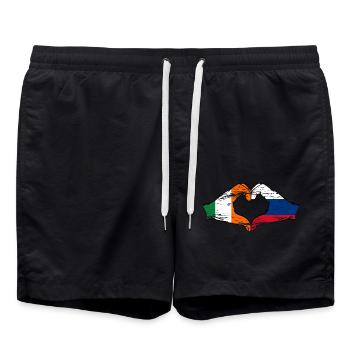 Irland Russland Flagge Hände Herzform used - Badeshorts - Schwarz - Vorne - AI Model Male 185 light (185cm)