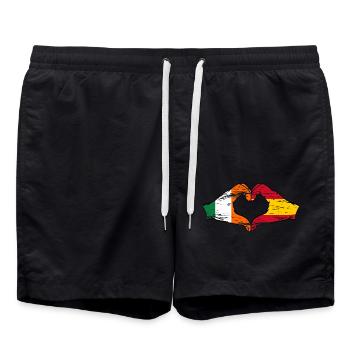 Ireland Spain Flag Hands Heart Shape Used - Swim Trunks - black - Front - AI Model Male 185 light (185cm)