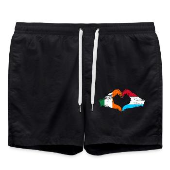 Irland Luxemburg Flagge Hände Herzform used - Badeshorts - Schwarz - Vorne - AI Model Male 185 light (185cm)
