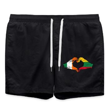 Ireland Lithuania Flag Hands Heart Shape Used - Swim Trunks - black - Front - AI Model Male 185 light (185cm)