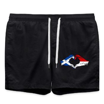 Ecosse Indonésie Drapeau Mains Coeur Utilisé - Short de bain - noir - Devant - AI Model Male 185 light (185cm)