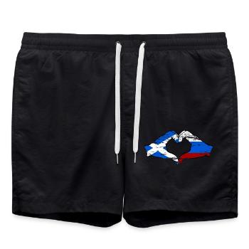 Schottland Russland Flagge Hände Herzform used - Badeshorts - Schwarz - Vorne - AI Model Male 185 light (185cm)