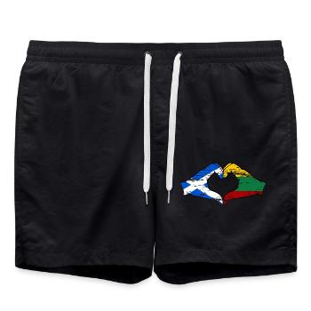 Scotland Lithuania Flag Hands Heart Shape Used - Swim Trunks - black - Front - AI Model Male 185 light (185cm)