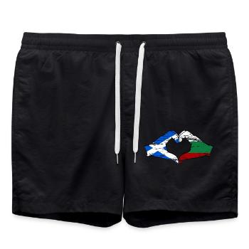 Ecosse Bulgarie Drapeau Mains Coeur Forme Utilisé - Short de bain - noir - Devant - AI Model Male 185 light (185cm)