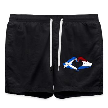 Ecosse Hollande drapeau mains forme de coeur utilisé - Short de bain - noir - Devant - AI Model Male 185 light (185cm)