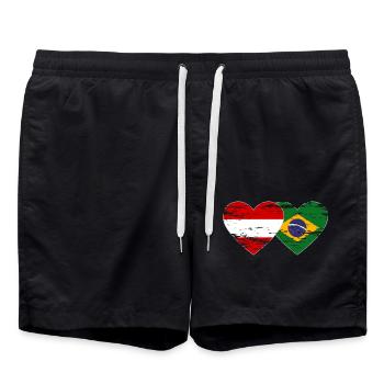 Autriche Brésil drapeau coeur utilisé - Short de bain - noir - Devant - AI Model Male 185 light (185cm)