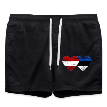 Autriche Estonie drapeau coeur utilisé - Short de bain - noir - Devant - AI Model Male 185 light (185cm)