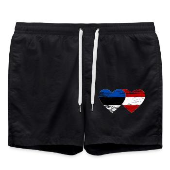 Estonie Autriche drapeau coeur utilisé - Short de bain - noir - Devant - AI Model Male 185 light (185cm)