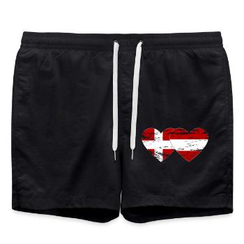 Danemark Autriche drapeau coeur utilisé - Short de bain - noir - Devant - AI Model Male 185 light (185cm)