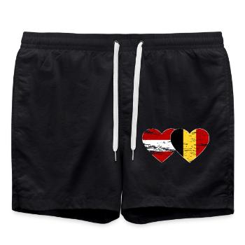 Autriche Belgique Drapeau Coeur Utilisé - Short de bain - noir - Devant - AI Model Male 185 light (185cm)