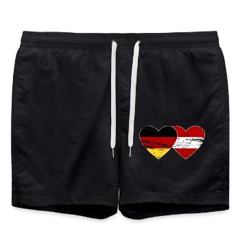 Allemagne Autriche Drapeau Coeur Utilisé - Short de bain - noir - Devant - AI Model Male 185 light (185cm)