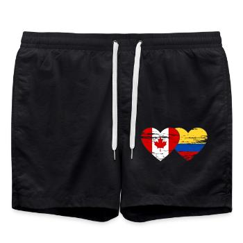 Coeur du drapeau de la Colombie du Canada utilisé - Short de bain - noir - Devant - AI Model Male 185 light (185cm)