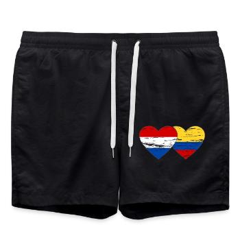 Colombie Hollande drapeau coeur utilisé - Short de bain - noir - Devant - AI Model Male 185 light (185cm)