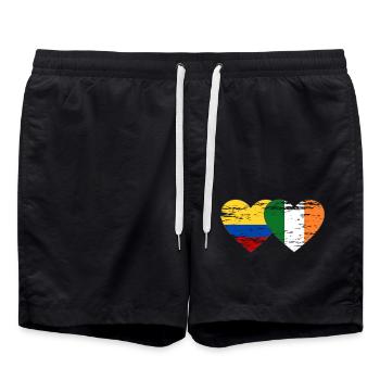 Colombie Irlande drapeau coeur utilisé - Short de bain - noir - Devant - AI Model Male 185 light (185cm)