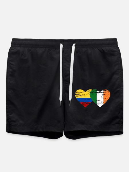 Colombie Irlande drapeau coeur utilisé - Short de bain - noir