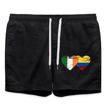Ireland Colombia flag heart used - Swim Trunks - black - Front - AI Model Male 185 light (185cm)