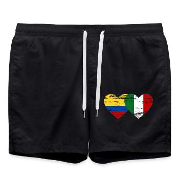 Colombie Italie Drapeau Coeur Utilisé - Short de bain - noir - Devant - AI Model Male 185 light (185cm)