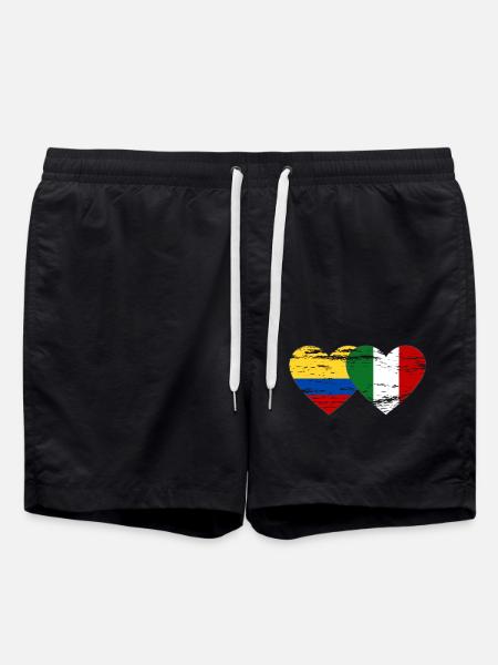 Colombie Italie Drapeau Coeur Utilisé - Short de bain - noir