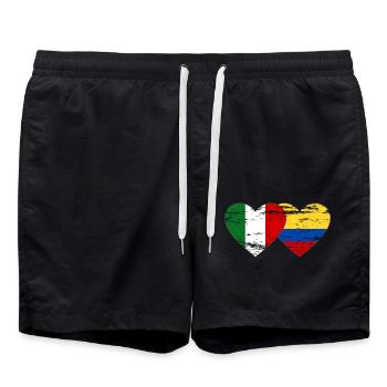 Italie Colombie Drapeau Coeur Utilisé - Short de bain - noir - Devant - AI Model Male 185 light (185cm)