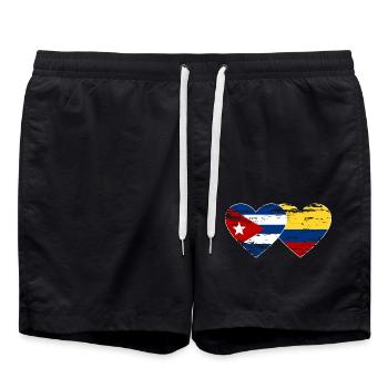 Cuba Colombie Drapeau Coeur Utilisé - Short de bain - noir - Devant - AI Model Male 185 light (185cm)