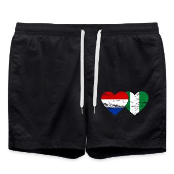 Hollande Nigeria Drapeau Coeur Utilisé - Short de bain - noir - Devant - AI Model Male 185 light (185cm)