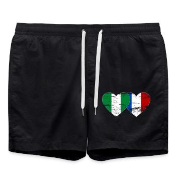 Drapeau du Nigeria France coeur utilisé - Short de bain - noir - Devant - AI Model Male 185 light (185cm)