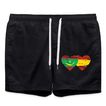Mauritanie Espagne drapeau coeur utilisé - Short de bain - noir - Devant - AI Model Male 185 light (185cm)