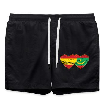 Espagne Mauritanie Drapeau Coeur utilisé - Short de bain - noir - Devant - AI Model Male 185 light (185cm)