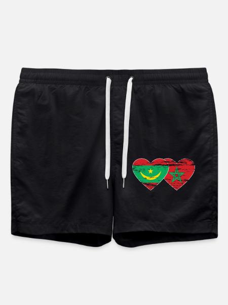 Mauritanie Maroc Drapeau Coeur utilisé - Short de bain - noir