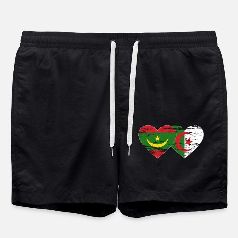 Algérie Mauritanie Drapeau Coeur utilisé - Short de bain - noir