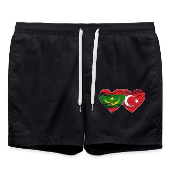 Mauritanie Turquie Drapeau Coeur Utilisé - Short de bain - noir - Devant - AI Model Male 185 light (185cm)