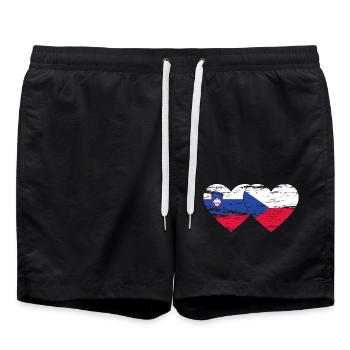 Slovénie République tchèque Drapeau Coeur utilisé - Short de bain - noir - Devant - AI Model Male 185 light (185cm)