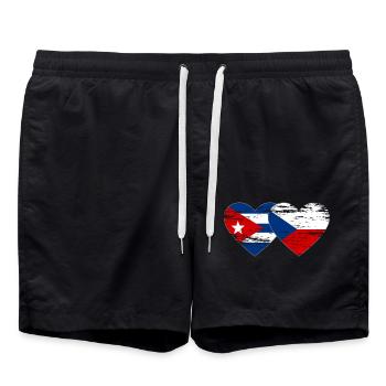 Cuba République Tchèque Drapeau Coeur Utilisé - Short de bain - noir - Devant - AI Model Male 185 light (185cm)