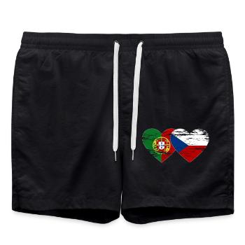 Portugal Drapeau de la République tchèque coeur utilisé - Short de bain - noir - Devant - AI Model Male 185 light (185cm)