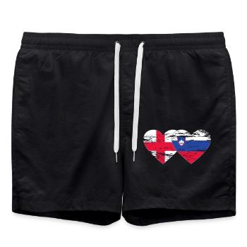 Angleterre Slovénie Drapeau Hez utilisé - Short de bain - noir - Devant - AI Model Male 185 light (185cm)