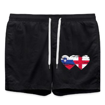 Slovénie Angleterre drapeau coeur utilisé - Short de bain - noir - Devant - AI Model Male 185 light (185cm)