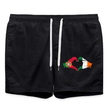 Portugal Irlande Drapeau Mains Coeur Forme Utilisé - Short de bain - noir - Devant - AI Model Male 185 light (185cm)