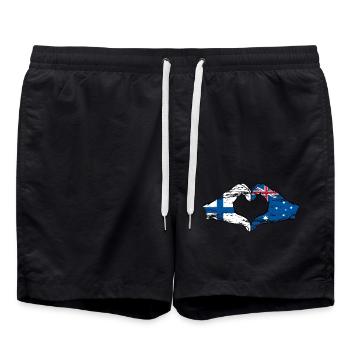 Finlande Australie Drapeau Coeur Utilisé - Short de bain - noir - Devant - AI Model Male 185 light (185cm)