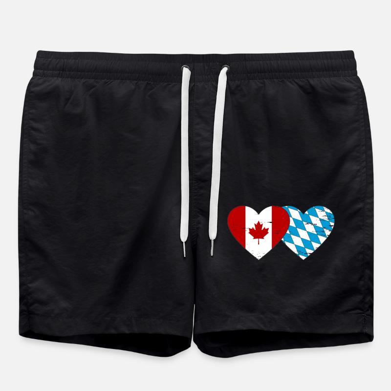 Canada Bavaria Flag Heart used - Swim Trunks - black