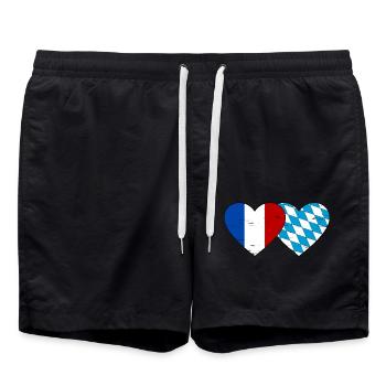France Bavaroise Drapeau Coeur utilisé - Short de bain - noir - Devant - AI Model Male 185 light (185cm)